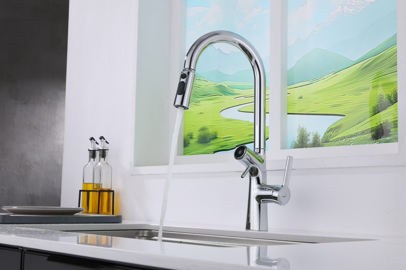 New Model Kitchen Pull-Out Hot and Cold Water Faucet, Single-Hole Water Purification Faucet, Multifunctional Universal Sink Faucet