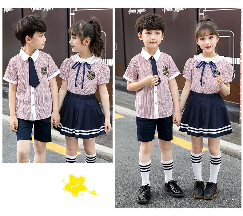 Mùa hè 2019 mới đồng phục mẫu giáo trường tiểu học gió đồng phục học sinh nam và nữ trang phục phục vụ lớp gió Anh - Đồng phục trường học / tùy chỉnh thực hiện quần áo be gái 10 tuổi