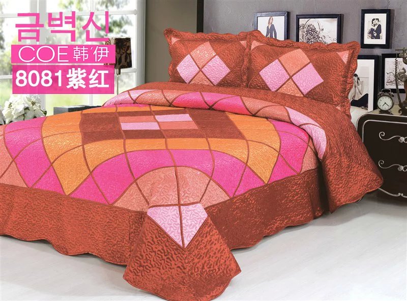 Han Yi mới bộ đồ giường Hàn giường tắc kè hoa khâu bao gồm ba chiều mùa hè đồ họa được vận chuyển ba mảnh áo gối - Trải giường ga giường đẹp sang trọng