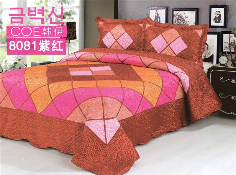 Han Yi mới bộ đồ giường Hàn giường tắc kè hoa khâu bao gồm ba chiều mùa hè đồ họa được vận chuyển ba mảnh áo gối - Trải giường bộ ga nệm