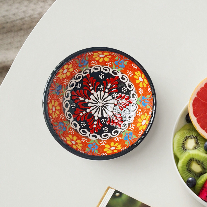 Turkey Imported Handmade 12cm Ceramic Bowl Painting Color Art Personality Decorative Porcelain Fruit Salad-Taobao