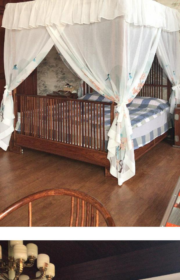 Nguyên Đán cổ điển giường tán bông tùy chỉnh trắng vẽ tay mực hoa sơn thu hải đường dưới màn ngủ Mantle sợi tổng thể - Bed Skirts & Valances rèm giường