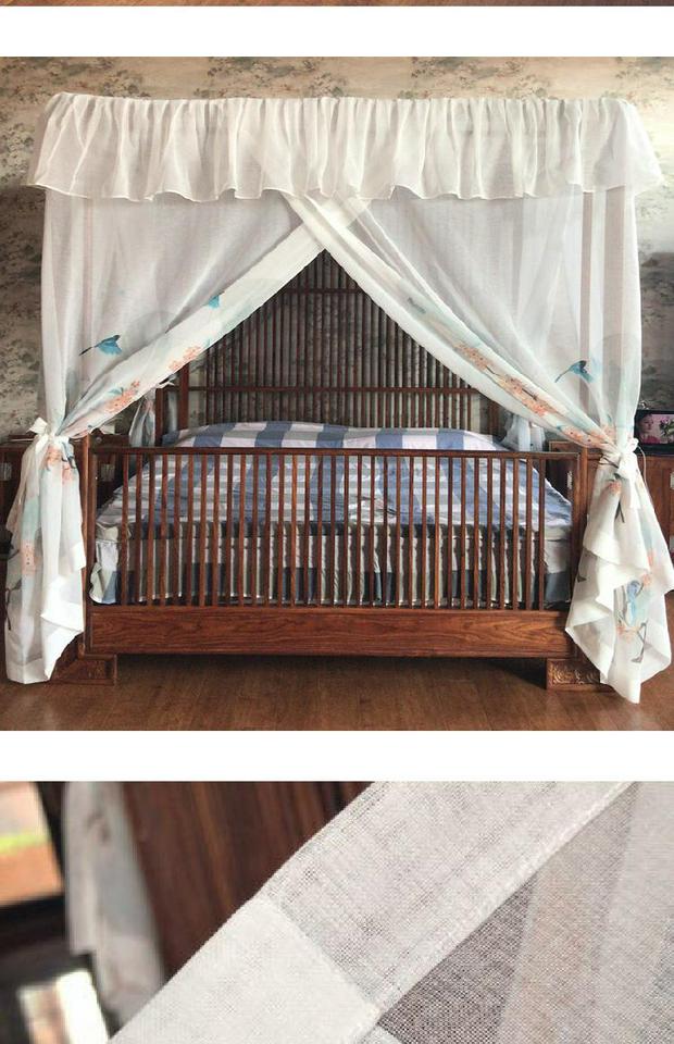 Nguyên Đán cổ điển giường tán bông tùy chỉnh trắng vẽ tay mực hoa sơn thu hải đường dưới màn ngủ Mantle sợi tổng thể - Bed Skirts & Valances rèm giường