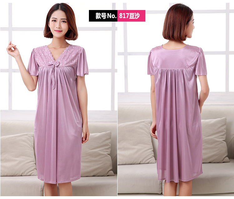 Đồ ngủ nữ mùa hè phụ nữ mang thai băng lụa đêm váy ngủ cộng với phân bón XL chất béo MM dịch vụ tại nhà phù hợp để mặc 200 kg đầm ngủ 2 dây
