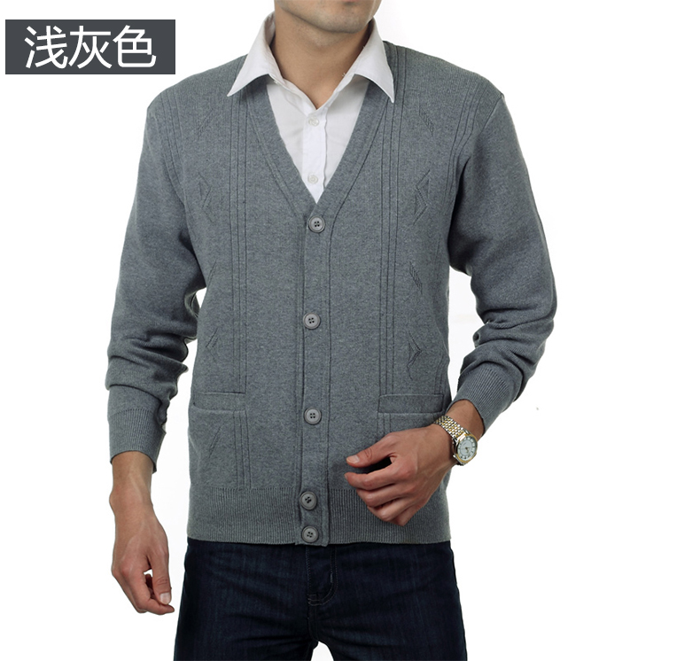 Mùa thu đông mùa thu áo len dài tay mỏng tuổi xuân và áo len mỏng mỏng cổ chữ V áo len cha mặc áo len không cổ áo len cao cổ nam