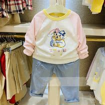 2021 Autumn Fashion new girl pure cotton long sleeve T-shirt female baby cartoon Fashion inner lap casual blouse