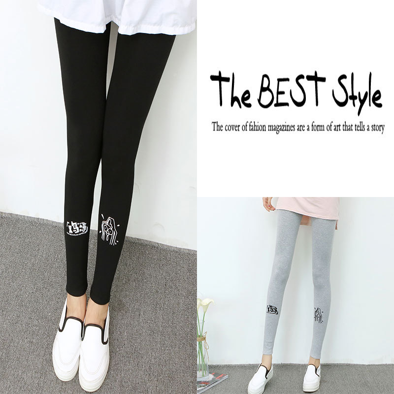Mùa thu và mùa đông cotton thể thao mặc phần mỏng Phiên bản Hàn Quốc của quần legging nữ in chữ lớn chân thun đen các mẫu quần nữ đẹp