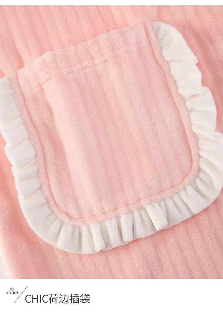 Fenteng vài bộ đồ ngủ mùa thu và mùa đông phim hoạt hình dài flannel nam dịch vụ nhà dày san hô lông cừu áo ngủ phụ nữ áo choàng ngủ dài nữ