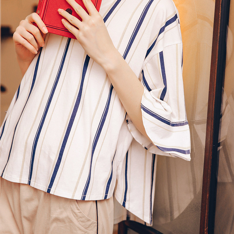 Pyjama pour femme en Coton à manches - Ref 2988601 Image 5