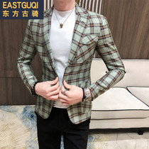 2020 New Year small suit mens suit Korean slim net red Korean yuppie casual plaid hair stylist trend
