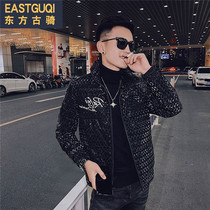 Winter coat cotton clothes men Korean version of self-cultivation social guy plus velvet thickened hair stylist yuppie handsome warm trend