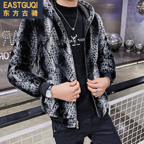 2020 winter Lamb hair coat cotton coat men Korean version of youth plus velvet padded fur hooded top warm tide