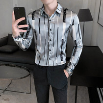 Fall Clothes Long Sleeve Shirt Mens Korean Version Sashimi Casual Shirt Trend Night Field Yuppie Handsome Hair Stylist Inch