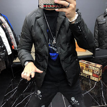 Winter new trend suit collar thickened and cashmere jacket Korean version of slim male warm cotton suit yuppie jacket casual