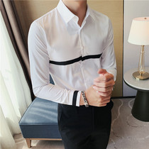 Clothes long sleeve shirt men Korean version of slim casual shirt trend night yuppie handsome work clothes hair stylist