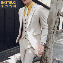 Young mens professional suit suit solid color male male style slim set single-breasted elegant suit mens tide