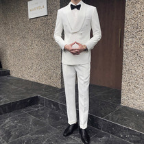 Double-row buckle Western suit suit mens retro trend to host banquet gown wedding gown wedding suit groom handsome fashion tide