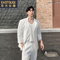Summer new mens vintage suit suit Korean version of loose small suit fashion yuppie suit two-piece suit