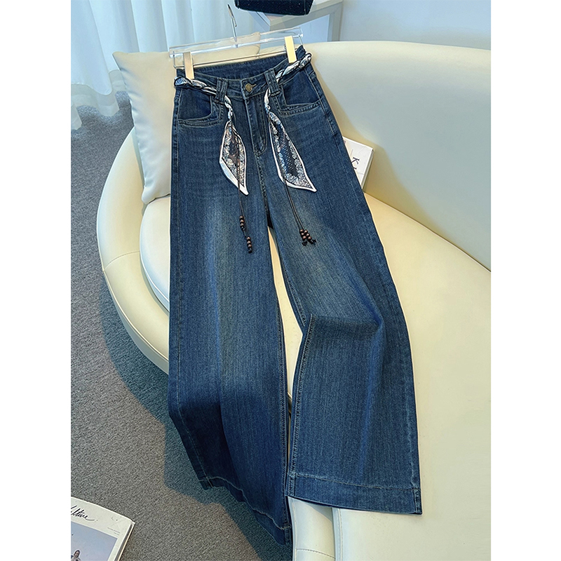 La Chapelle High-Waisted Straight-Leg Jeans for Women, Spring/Summer 2026 New Style, Four-Way Stretch, Vintage Cropped Wide-Leg Floor-Length Pants La Chapelle High-Waisted Straight-Leg Jeans for Women, Spring/Summer 2026 New Style, Four-Way Stretch, Vintage Cropped Wide-Leg Floor-Length Pants