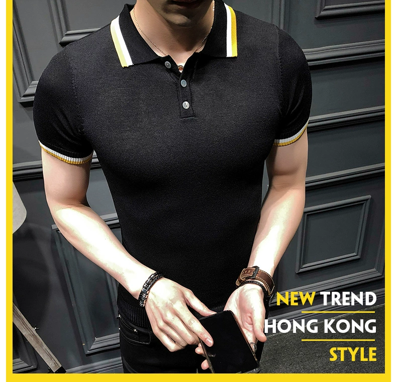 Áo thun nam mùa hè 2018 mới Áo thun dệt kim mỏng Hàn Quốc Áo sơ mi POLO nam ngắn tay áo thun nam có cổ lacoste