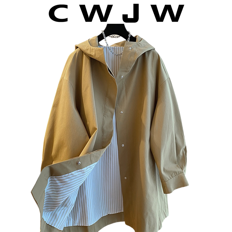 [in Stock] Hooded Trench Coat for Women 2026 Spring and Autumn New Design Loose Casual Mid-Length Coat