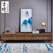 Red Wood Chicken Wings Wood TV Cabinet Composition New Chinese Solid Wood TV Cabinet Vintage Living-room Bending Feet Ground Cabinet View Living Room Cabinet
