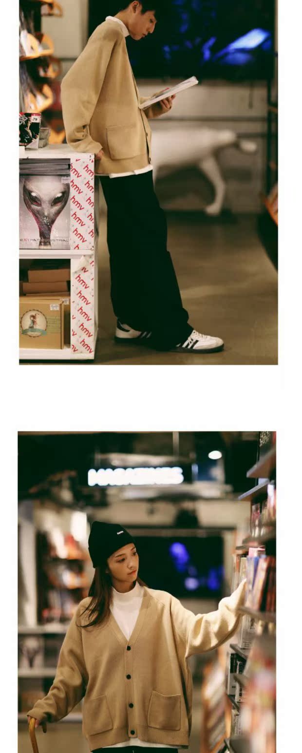 PSO Brand 18AW3 Tide thương hiệu áo len ấm áp áo khoác nam kaki lỏng áo len Nhật Bản áo khoác cardigan nam