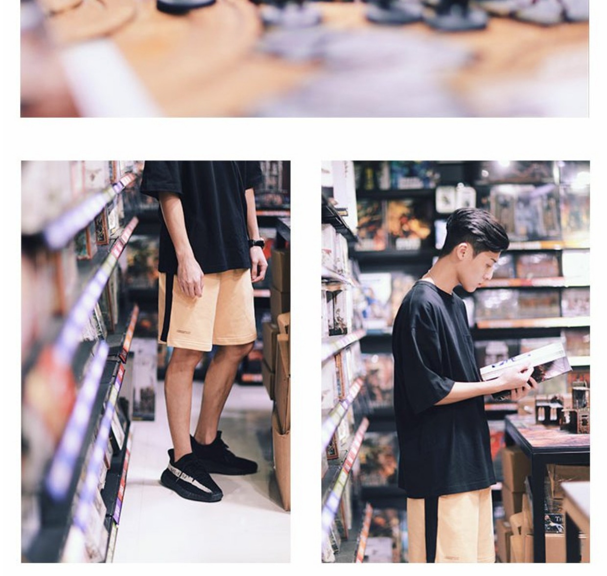 PSO Thương hiệu 17SS thủy triều ban đầu thương hiệu cotton mùa hè màu tương phản khâu in đan quần thể thao trường quần short nam thời trang nam