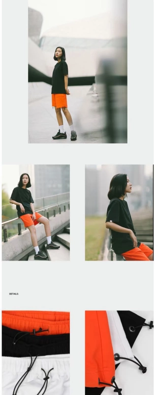 PSO Thương hiệu 18SS SWEATSHORTS Quần short dây rút đơn giản màu đơn quần short nam
