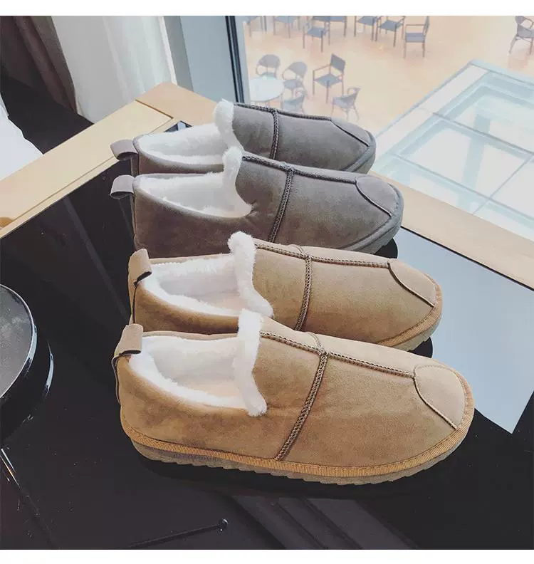 Giày tuyết mùa đông ấm áp cho nam và nữ lông một chân mắt cá chân mẫu đôi giày bánh mì giày cotton nam giày thủy triều giầy boot nam
