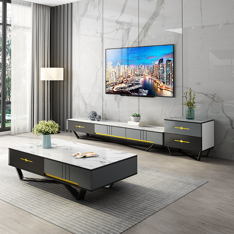 Marble coffee table TV combination simple modern small