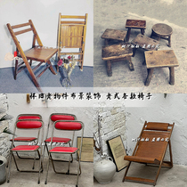 In the 1980s and 1990s nostalgia furniture life old-fashioned dining table and chair backed chair folding chair