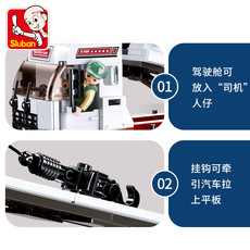 Детский конструктор 小鲁班拼装积木0879城市工程系列汽车拖车组装模型男孩拼插玩具车