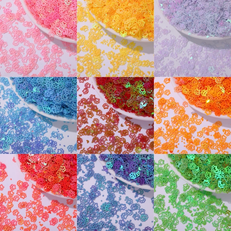 Cartoon Cat and Dog Paw Prints, Colorful Transparent Glitter Crystal Slime, Handmade Ball Squishy Toy Filling Material