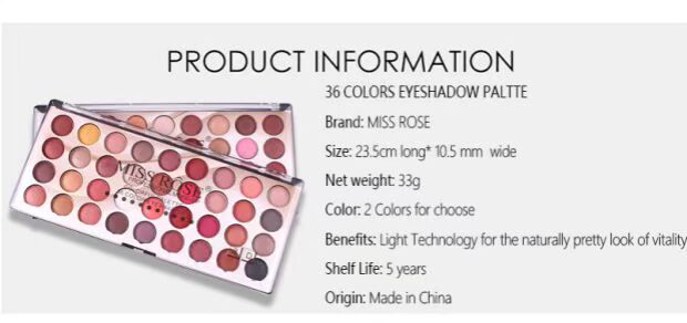 MISS ROSE36 ​​màu ngọc trai mờ 3D đầy màu sắc không thấm nước di động bóng mắt đĩa âm thanh nổi tự nhiên giá trị trang điểm - Bộ sưu tập trang điểm má hồng dior