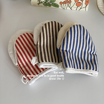 Simple anti-scald gloves ins Japanese style vertical pattern duckbill single anti-scald insulated gloves oven microwave oven