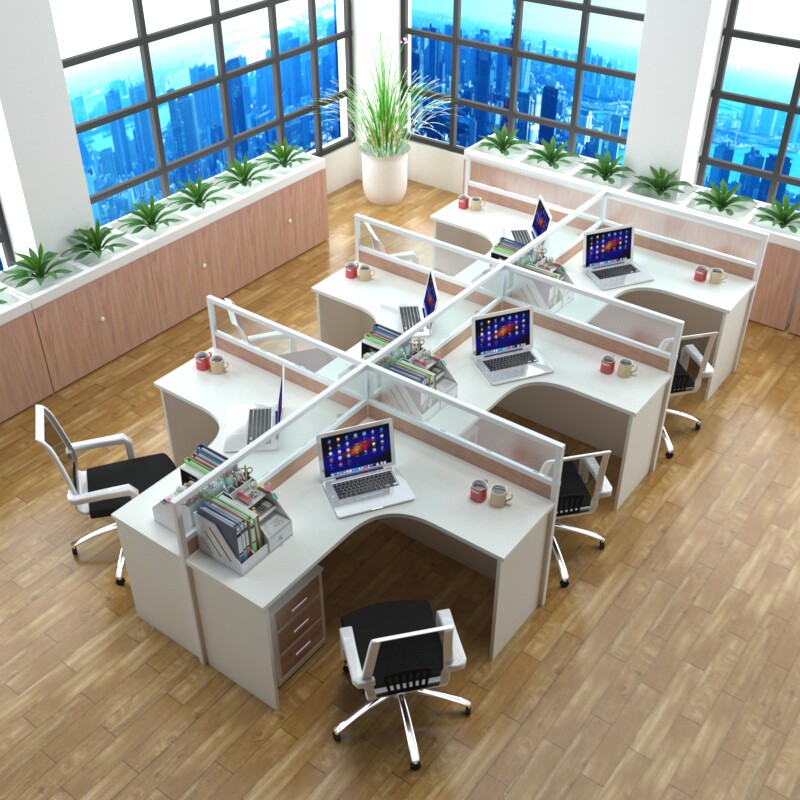Wuhan office furniture staff table simple modern 4-person desk and chair combination staff 8-person partition office screen