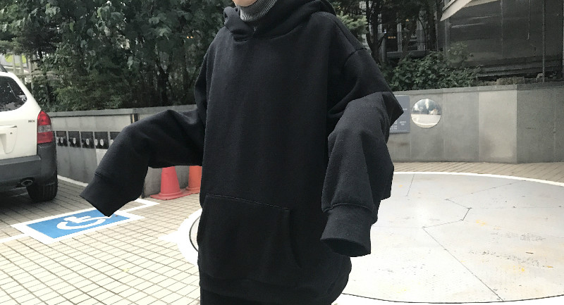 Ông Fang inch 18 mùa xuân và mùa đông chàng trai Hàn Quốc phiên bản của áo len dày màu rắn lỏng OVERSZIE nhung hoodie áo len áo