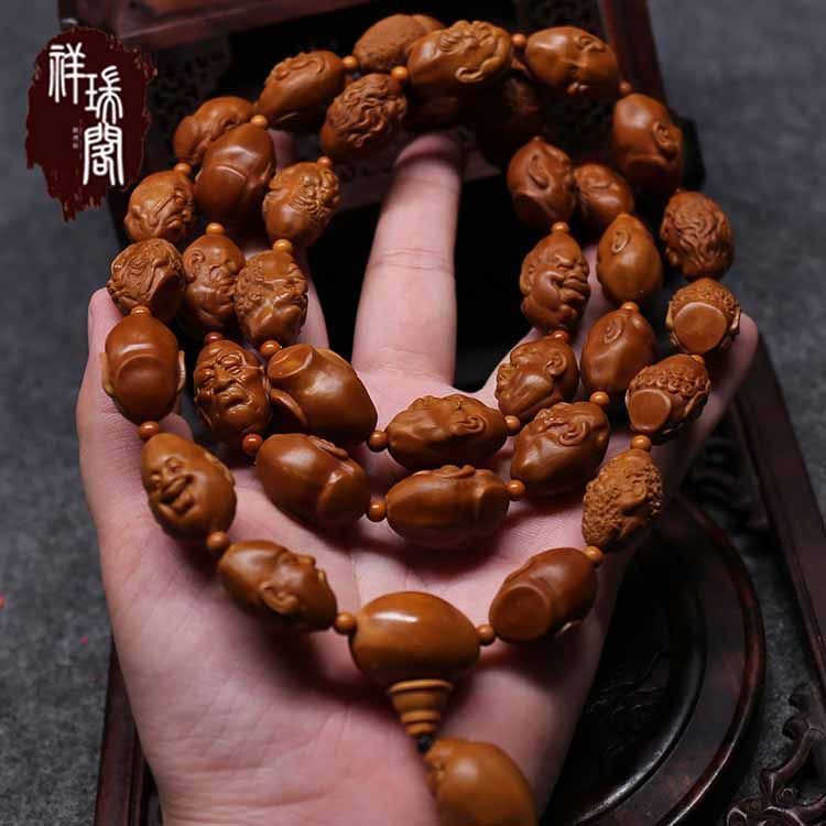Olive core long string bracelet Olive core realistic 36 luohan holding old oil core luohan long string male and female necklace