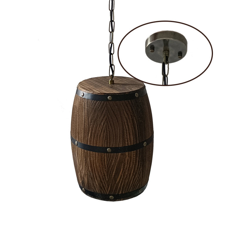 Oak Barrels Beer Keg Retro Lamps Solid Wood Made Red Wine Barrel Pendant Light Bar Wine Zhuang Dining Hall Antique Lamp Shade Bag