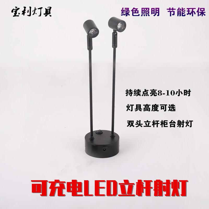 LED Charging Dual Head Lamp Jewelry jade silver decorated mobile phone watch show counter shot light 1W3W bar night light