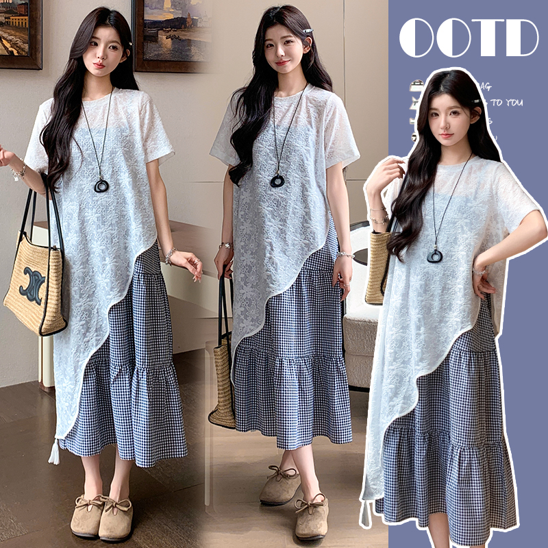 Maternity Dress Summer French Style Not Revealing Pregnancy 2026 New Two-Piece Lace Blouse Maternity Outfit Set to Cover Belly Maternity Dress Summer French Style Not Revealing Pregnancy 2026 New Two-Piece Lace Blouse Maternity Outfit Set to Cover Belly
