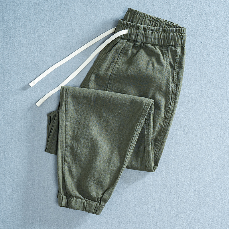 Japanese-Style Linen Pants for Men, Spring and Summer Thin Style, Breathable Ramie Pants, Breathable Cotton-Linen Casual Pants with Cuffs t Japanese-Style Linen Pants for Men, Spring and Summer Thin Style, Breathable Ramie Pants, Breathable Cotton-Linen Casual Pants with Cuffs t