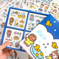 100 Handbook sticker set cute character waterproof hand account sticker decoration small pattern cartoon girl heart ins Wind insulation Cup electric car helmet kettle mobile phone water Cup diy sticker