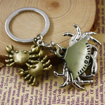 Mini cute crab model small crab keychain pendant creative animal key ring ornaments metal alloy