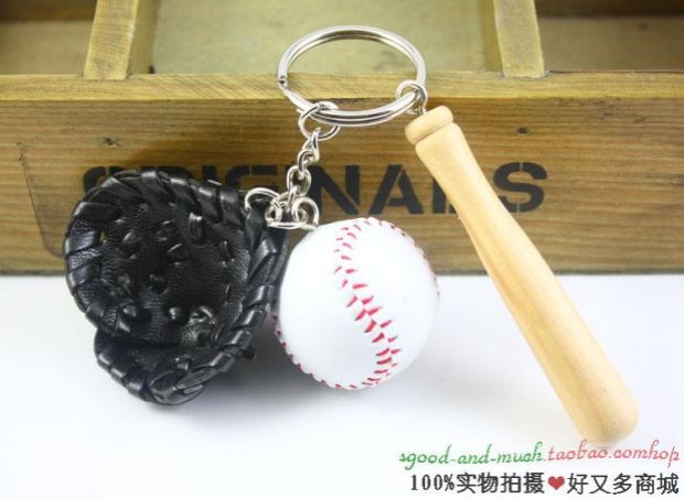 Bóng chày Ba mảnh Keychain Đặt quạt Lưu niệm Mini Bóng chày Móc khóa Mặt dây chuyền Quà tặng - Bóng chày 	gậy đánh bóng chày giá rẻ	