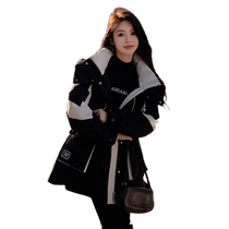 (Duck Selection) Down Jacket Winter New Product Mid-Length Drawstring Waist Detachable Hood Collar Fashion Jacket