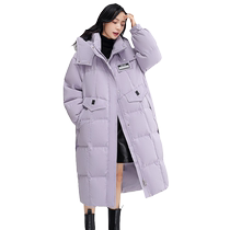 Duck Down Jacket Womens 2024 Autumn and Winter New Arrival Over-the-Knee Mid-Length Hooded Korean Style Fashionable Warm Duck Down Jacket
