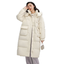 (Duck Selection) Down Jacket Womens Mid-Length Solid Color 2024 New Hooded Fashionable Versatile Jacket
