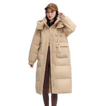 (Duck Selection) Down Jacket Womens Mid-Length Solid Color 2024 New Hooded Fashionable Versatile Jacket